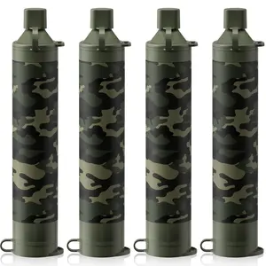 Membrane Solutions Camo Straw Water Filter Survival Filtration Portable Gear for Camping, Hiking, Survival, Emergency, Travel
