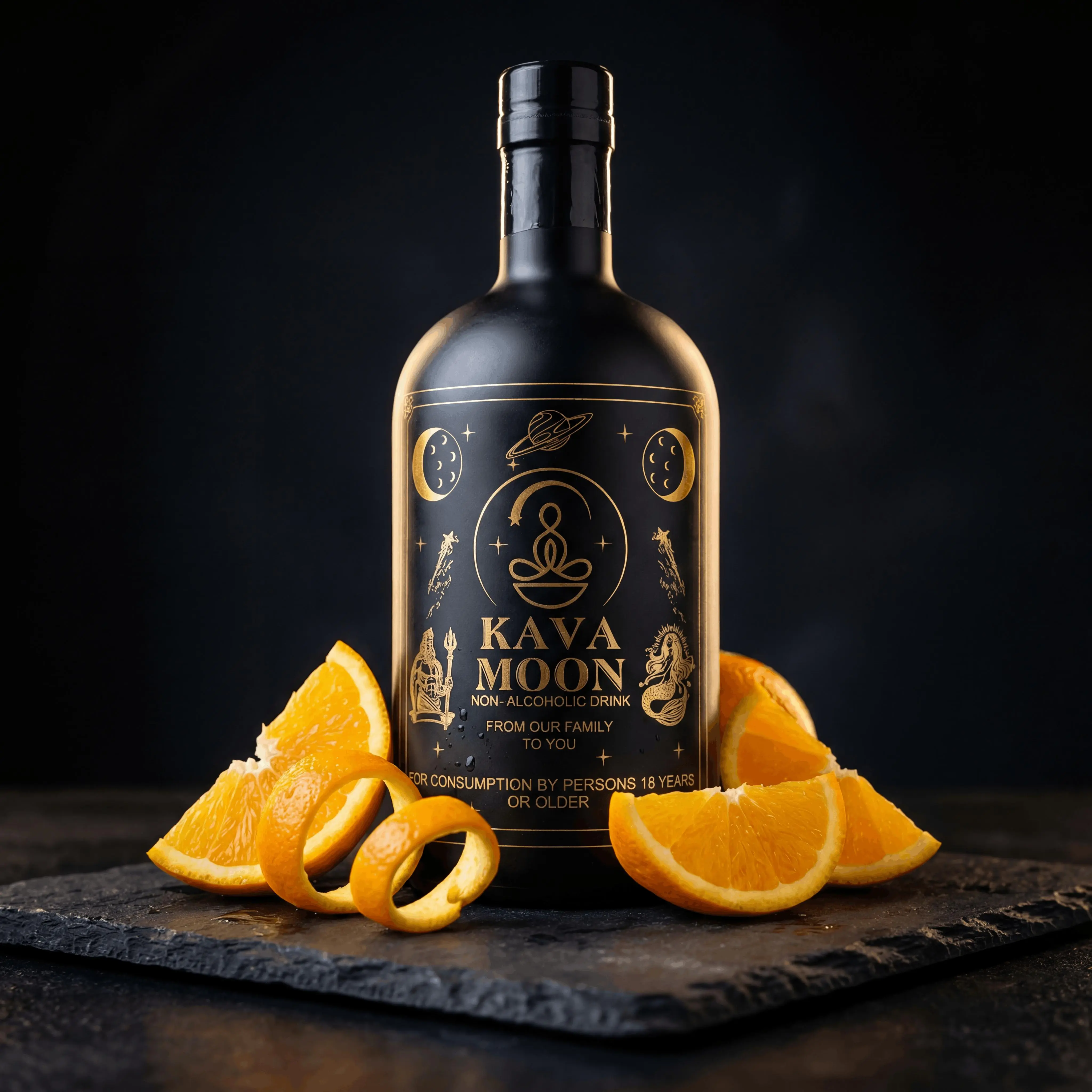 Kava Moon Signature Citrus - Non-Alcoholic Noble Beverage with Kava Extract, Orange Finish, 750mL, Citrus Zest, Noble Kava