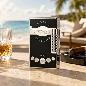 DPT Double Flame 1872 Black lacquer Silver Lighter (NO FUEL) Pretty GIFT Cling Sound
