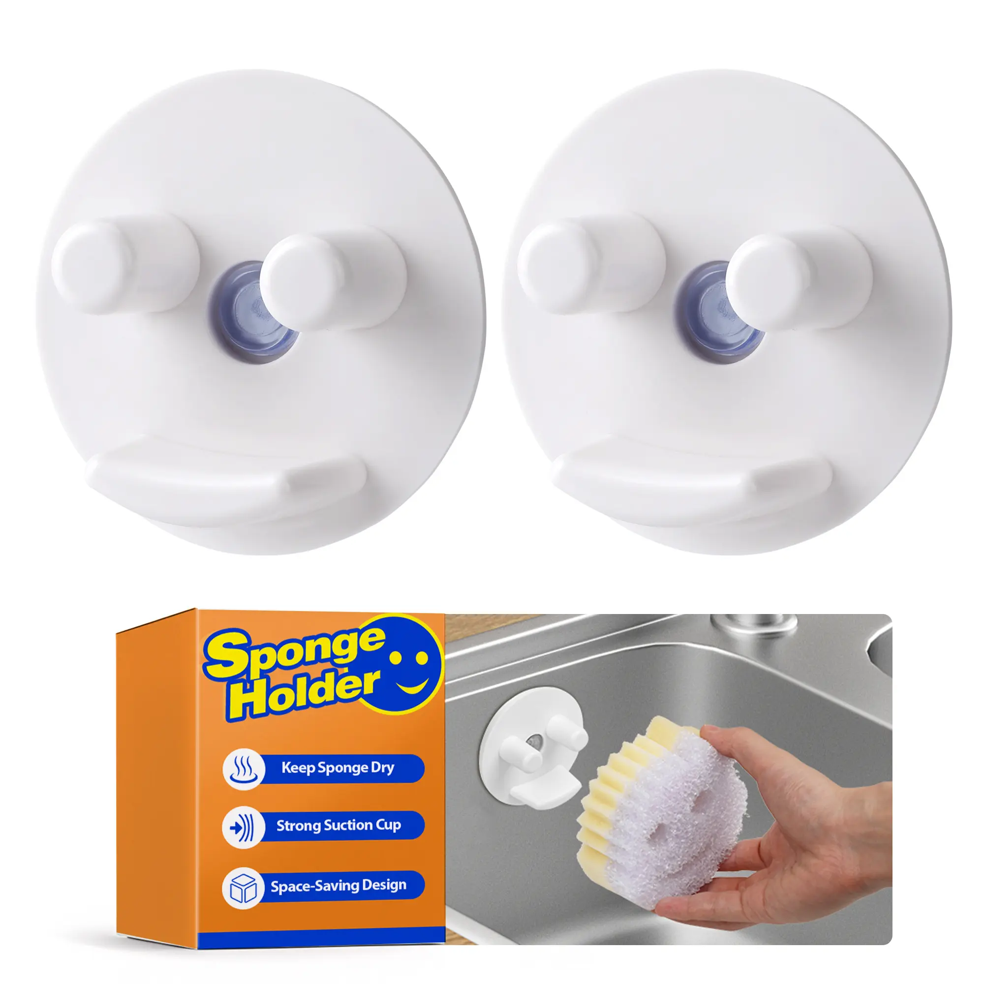Universal Sponge Holder For Scrub Daddy Suction Sponge Organizer Smooth Surface Mount Easy Installation Multi-Scene Use for Kitchen Sink Bathroom