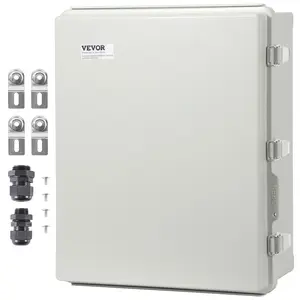 VEVOR Outdoor Electrical Junction Box,  13.78 x 9.84 x 5.90 in, ABS Plastic Electrical Enclosure Box with Hinged Cover Stainless Steel Latch, IP67 Dustproof Waterproof for Outdoor Electrical Projects