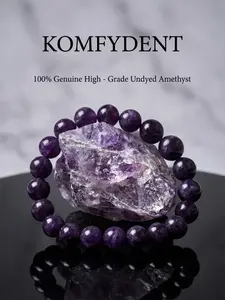 Genuine Amethyst Bracelet for Women, Adjustable Minimalist Design, Ideal for Daily Wear, Perfect Mother's Day Gift, Crystal Beaded