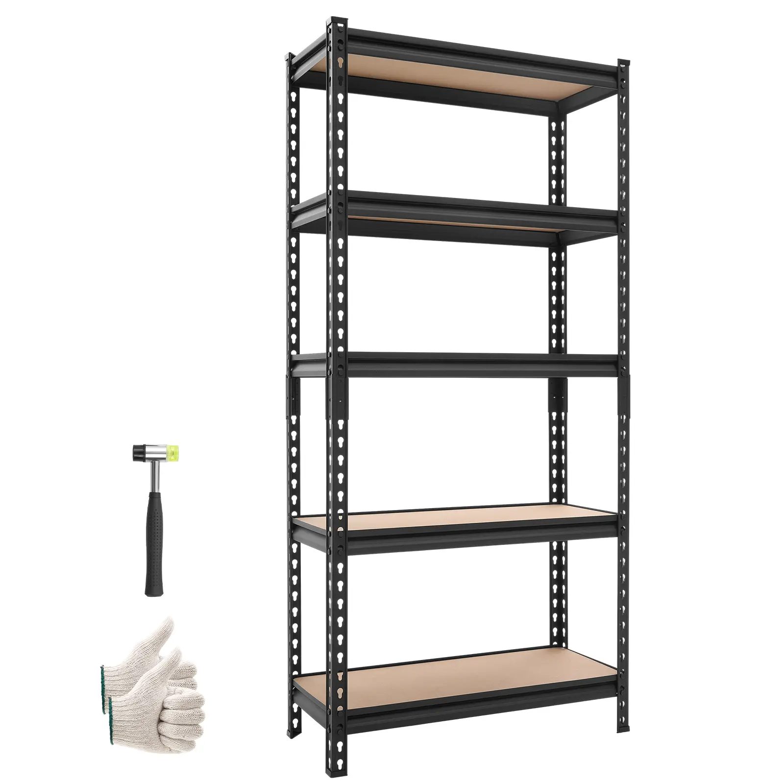 VEVOR Adjustable Carbon Steel Storage Shelving Unit, 5-Layer Heavy-Duty Organiser with 2000lbs Capacity, Anti-Tip Kit, 28.35x12.17x59.84in Expandable Rack for Garage Organization, Closet Storage