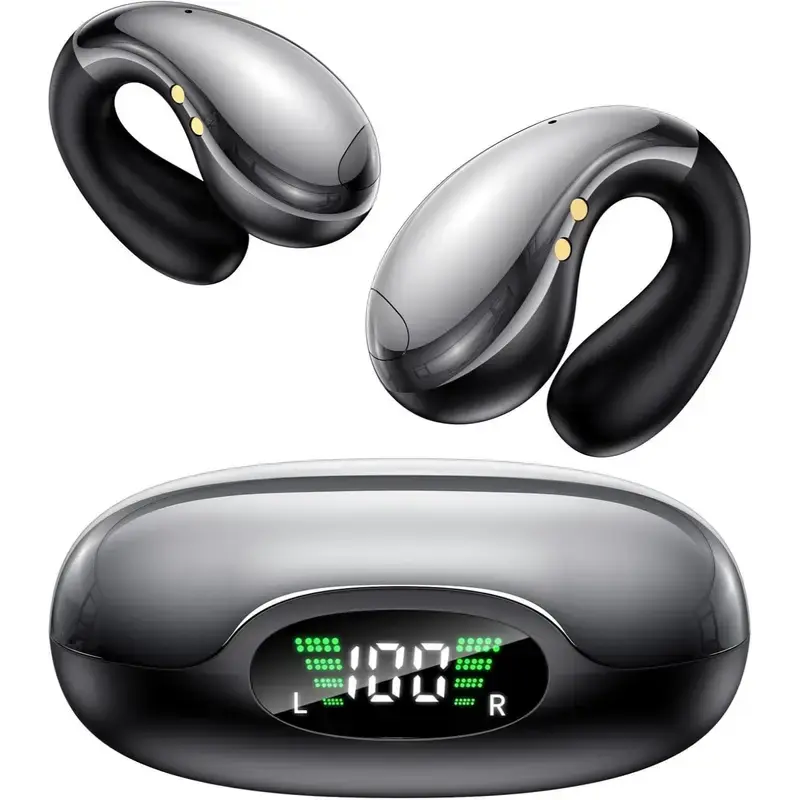 Wireless Bluetooth earhook headphones, headphones bluetooth, gaming headset, LED digital display charging case,Comfortable to wear, ideal for sport, running, listening to music and commuting