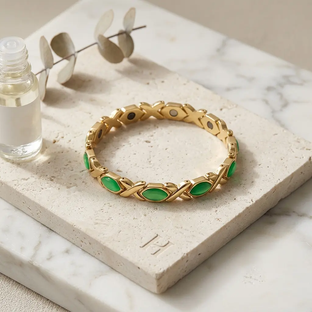 Women's Detachable Energy Magnet Bracelet with Diamond-Shaped Cat's Eye Stones, Adjustable Health Wristband, Fashionable Bracelet Style Jewelry, Ideal Holiday Gift, Bracelets Jewelry