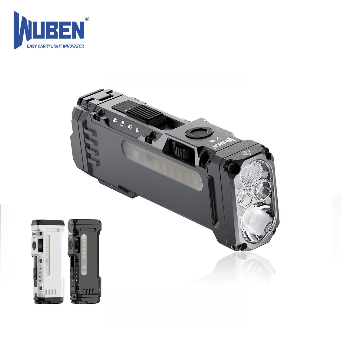 WUBEN X4 1500-Lumen EDC Flat Tactical Flashlight - RGB Mood Light, Side Lamp, Instant-On Tail Switch, USB-C Rechargeable, IP68 Waterproof High-Power Standard Torch, Inspection Flashlight, Hiking Outdoor Gear, Cool Gift for Guys, Inspection Flashlight Stan