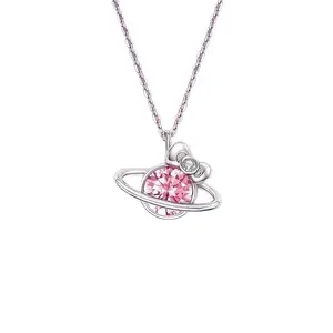 Sanrio Hello Kitty Pink Planet Necklace Galactic Charm Cosmic Design for Space Enthusiasts and SANRIO Fans