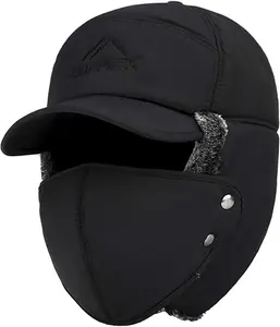 Mens Winter Thermal Trapper Hat Russian Ushanka Ski Hunting ad Cap Ear Flaps Motorcycle Cycling Mask Women Warm Fur Snow Hat