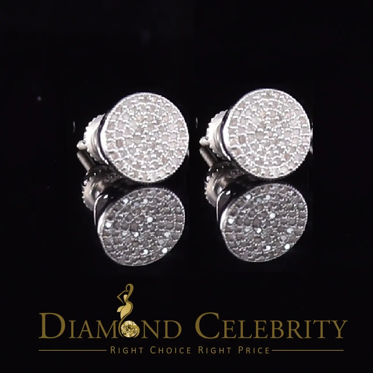 Diamond Celebrity's 925 Sterling Silver White 0.25ct Diamond For Men's/Women's Stud Round Earrings