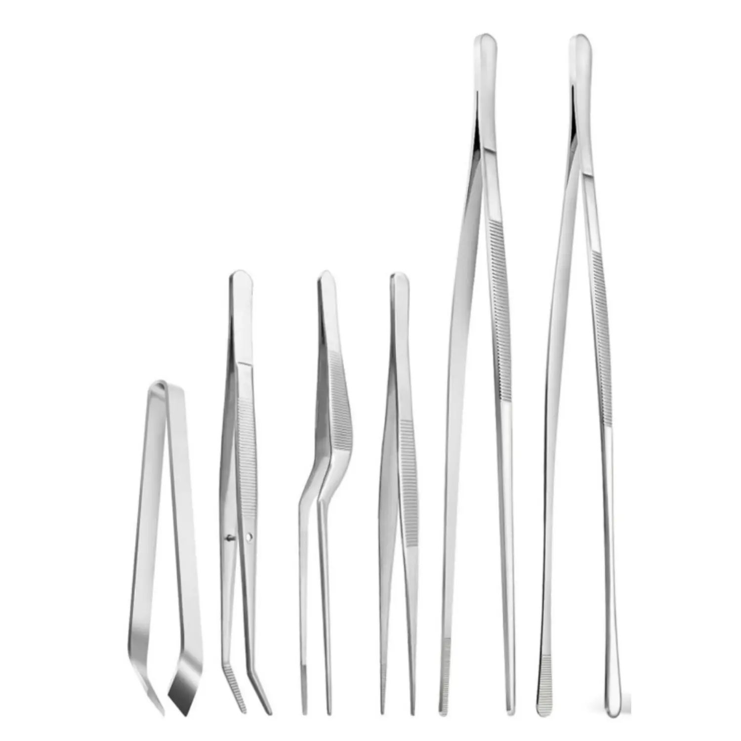 6 Pcs Cooking Tweezer Tongs,12'' and 6.3" Stainless Steel Kitchen Tweezer Set,Professional Chef Tweezers for Cooking,Repairing,Sea Food,BBQ,Multi-use,Christmas Party Gifts,Hand Tools Kits