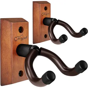 SNIGJAT Guitar Wall Mount 2 Pack, Hardwood Guitar Hanger Wall Hook Holder Stand with Screws, Guitar Wall Mount Hanger for Acoustic Guitar, Electric Guitar, Banjo, Bass, Mandolin