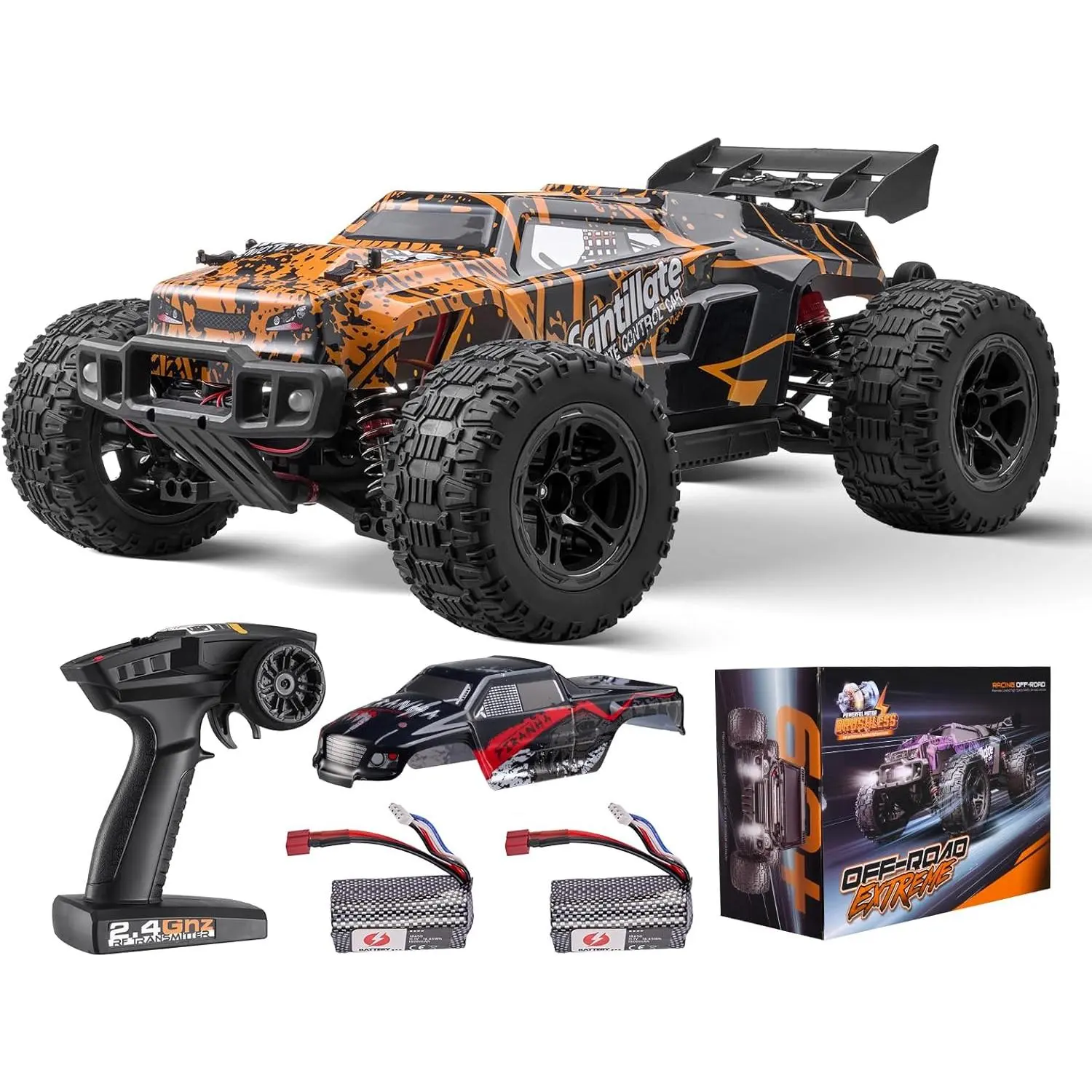 VEVOR  1:10 Brushless RC Car, Remote Control for Adults Boys Max 50 km/h All Terrain 4WD Off-Road Truck With Extra Shell, Waterproof High Speed, Hobby Trucks Racing IPX4