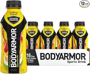 BODYARMOR Sports Drink Sports Beverage, Tropical Punch, Coconut Water Hydration, Natural Flavors With Vitamins, Potassium-Packed Electrolytes, Perfect For Athletes, 16 Fl Oz (Pack of 12)