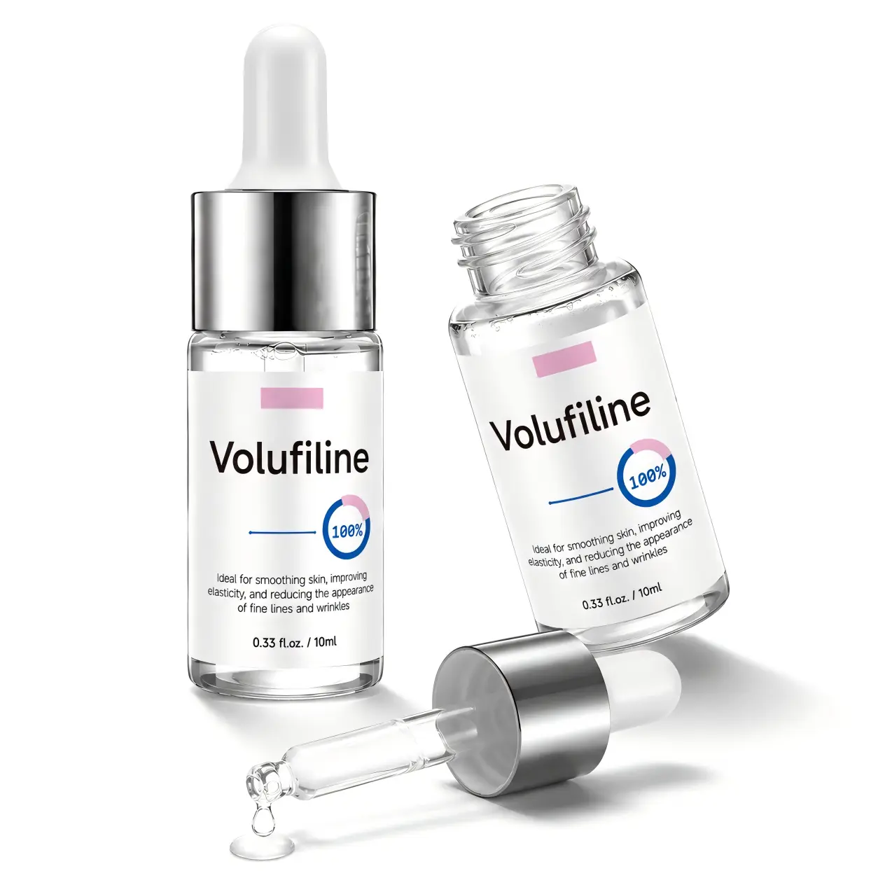 100% Volufiline Ampoule Serum, Anti-Aging Plumping Concentrate for Skin Elasticity, DIY Face & Body Booster, Fragrance-Free Liquid, Unisex 2-Pack Set (2 x 0.33 fl oz), Facial Serum, Advanced Serums