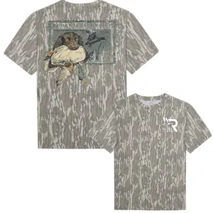 Unisex Roost Waterfowl Boykin Stamp Mossy Oak Bottomland Camo Printed Shirt, Stretch Fabric, Streetwear Casual Material Versatile Styling Soft Fabric Edgy