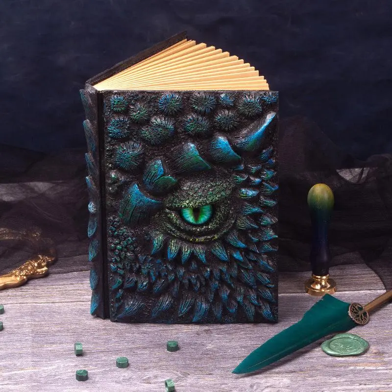 3D Dragon Eye Embossed Diary, Aesthetic Notebook, 1 Count Handcrafted Travel Notebook, Resin Engraving Notebook, Unique Resin Engraved Gift for Men & Women
