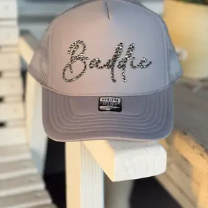 Custom Grey Rhinestone “Baddie” Trucker Hat