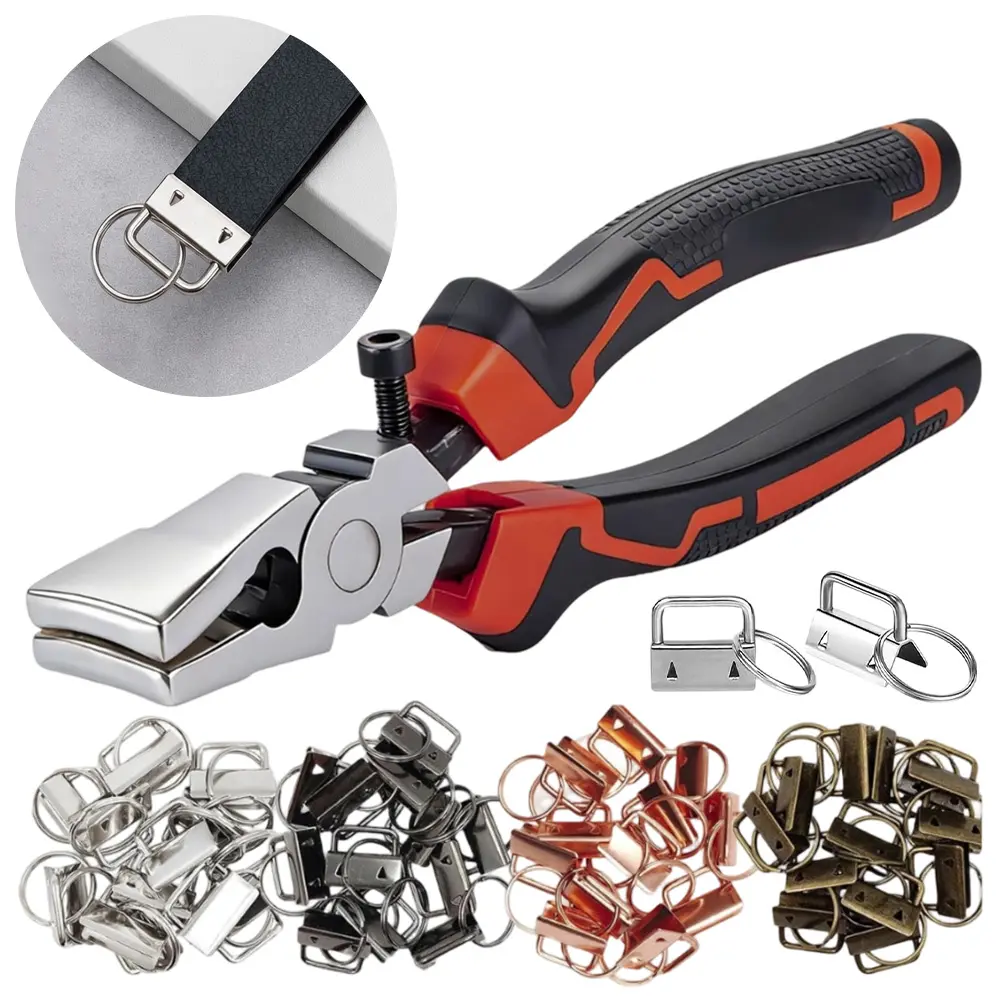 Key Fob Hardware Set, 1 Inch 60 pcs with Pliers Tool, Lanyard Keychain Hardware, Glass Running Pliers with Jaws, Wristlet Clamp Hardware Supplies