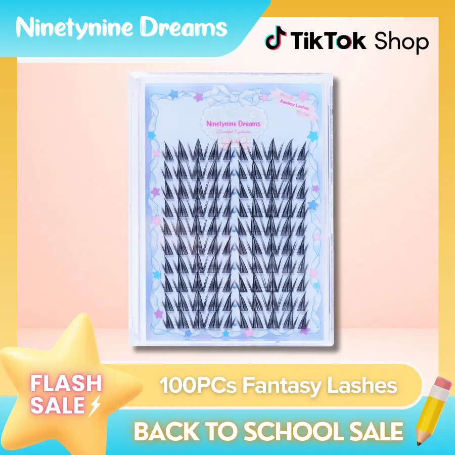 Ninetynine Dreams 100PCs Fantasy Lashes | Dramatic Spiky 10–16mm C+ Curl Manhua Anime Style DIY Lash Clusters — Waterproof, Long-Lasting, Reusable & Pre-Mapped Beginner-Friendly with Ultra-Thin Black Band False Eyelashes For Bold Eye-Catching Looks