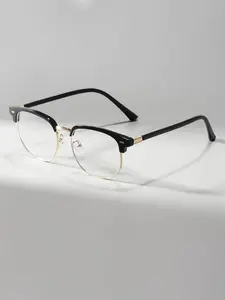 Simple Design Metal Frame Square Eyeglasses for Everyday Use, Minimalist Casual Eyeglasses