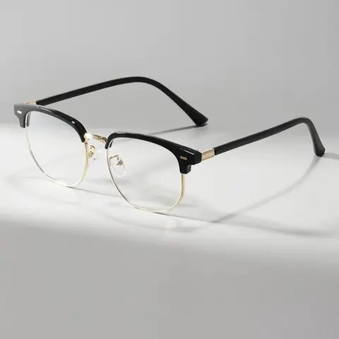 Unisex Full Rim Alloy Geometric Square Frames - Anti Blue Light Blocking Lenses, Copper Metal Tone, Clean Lines, Minimalistic, Lightweight Frame Design, Casual Stylish Glasses, Trendy Square Eyewear Accessory