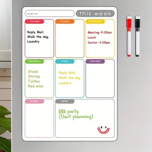 A4 Size Magnetic Weekly Planner Board, Erasable Refrigerator Calendar Whiteboard, Ideal for Daily Task Planning, Meal Scheduling, Office Meetings