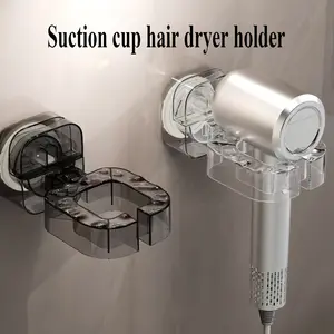 Vacuum Cleaner Holder Stand, No-Drill Rotating Storage Rack, Bathroom Organizer, Smoke, Wall-Mounted Accessory Shelf
