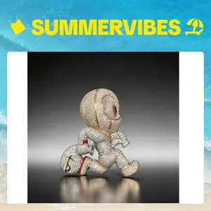 2172 Oversize Iced Out Hip Hop Rapper Two Tone Mascot Figurine Bling Pendant Chain Decor Statement Accessories customizable with engraved letters, logos or patterns Ornaments Complimentary shipping Hip Hop Enthusiasts Summervibes