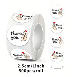 500pcs Thank You Stickers - Round Self-Adhesive Envelope Seal Labels for Business, Weddings, Baby Showers & Birthday Party Favors