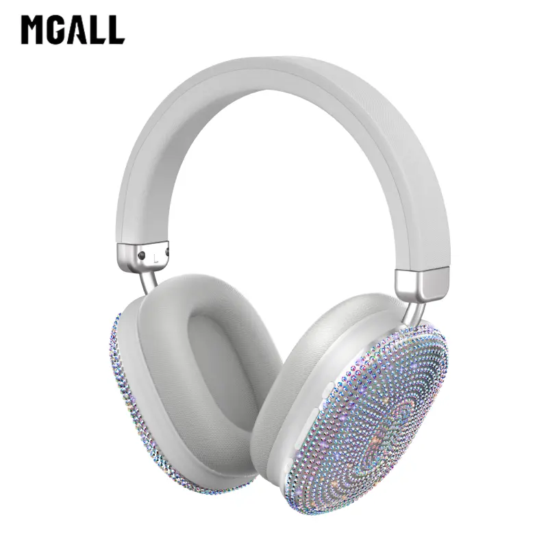 MGALL TM096 Luxury Diamond Over-Ear Wireless Headphones, Fashion-Driven Design with Head Tracking, Ergonomic Fit & Crystal-Clear Sound, Diamond-Encrusted Shell, Wireless Headsets for Music & Phone Calls, Perfect Gift for Girlfriend