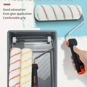 4Pcs Paint Roller Kit with Tray - All-in-One Set for Smooth, Even Painting, No Drips, No Mess, Ergonomic Handle for Walls & Ceilings