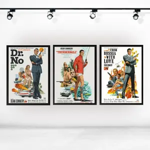 James Bond Set of 3 No Framed Posters Sean Connery Movie Poster - Wall Art