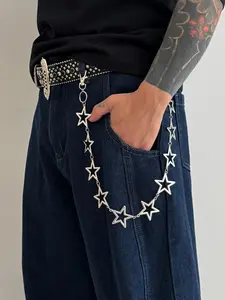 Men's Punk Star Adjustable Waist Chain, Bling Chain, Fashionable Body Jewelry for Pants Decoration, Perfect for Daily Music Festivals & Parties