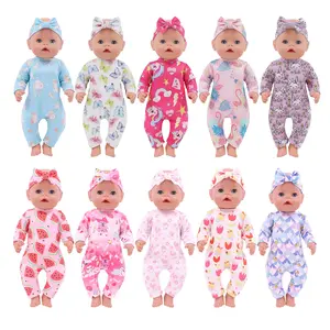 18 Inch American Doll Clothes Accessories Sleepwear + Hairband 43cm, Cute Animal Pajamas for Summer, Adorable Doll Set