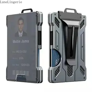 LuneLingerie Men's Ultimate Tactical Wallet - Slim Aluminum Metal Money Clip, Clear ID Window, Carbon Fiber Accents, RFID Blocking - Ideal for Travel, Everyday Carry - Secure, Organized Card & Cash Storage, Men Wallet