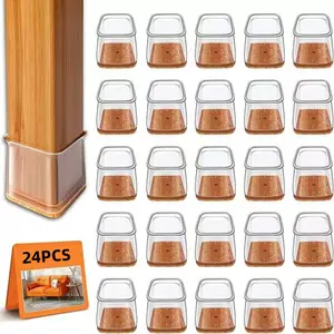 24-Piece Chair Leg Protector Set, Durable Quality Universal Furniture Rubber Pads for Hardwood & Tile Floors, Fits All Chair Shapes, Square Covers Included