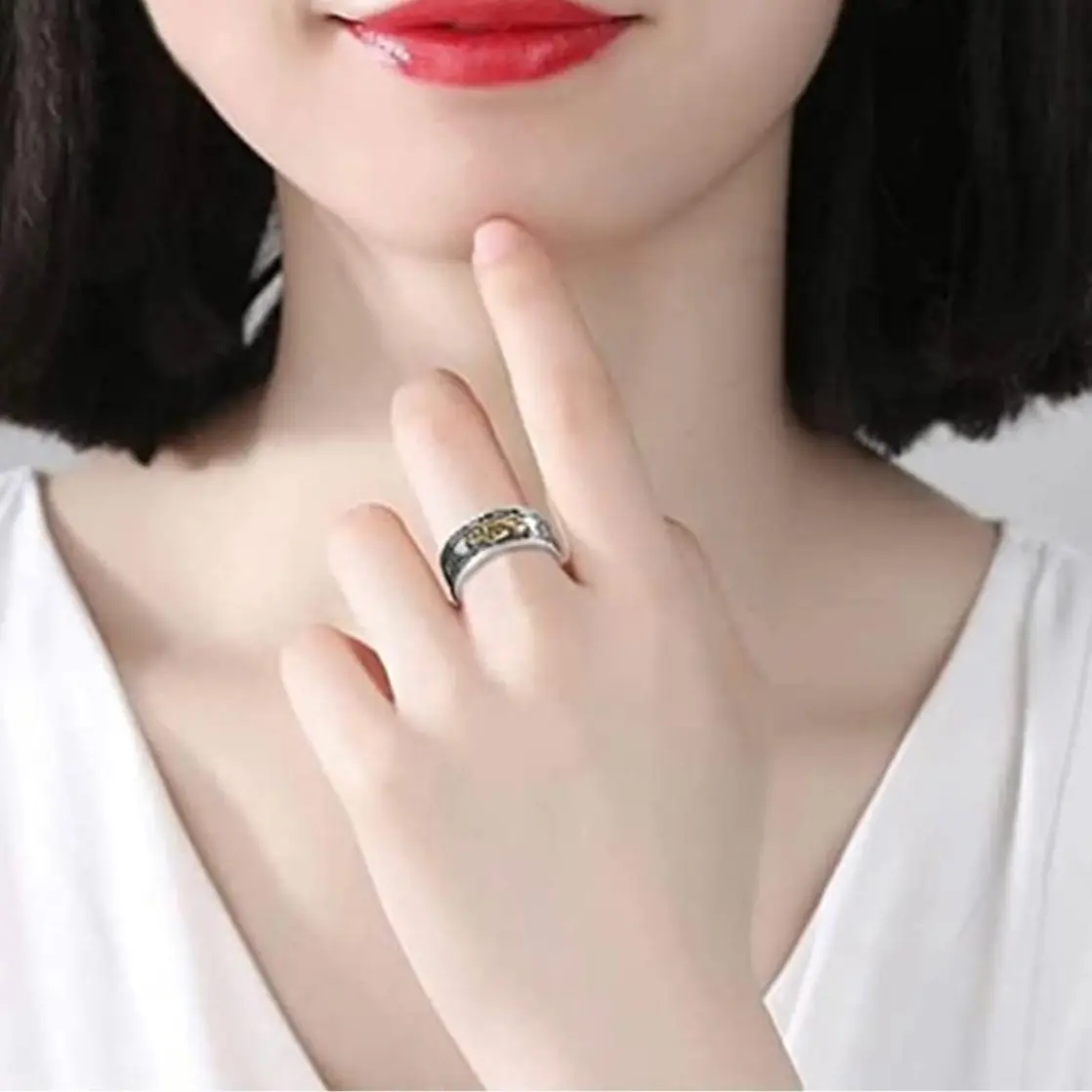 Feng Shui Pixiu Mantra Ring for Wealth and Good Luck star design