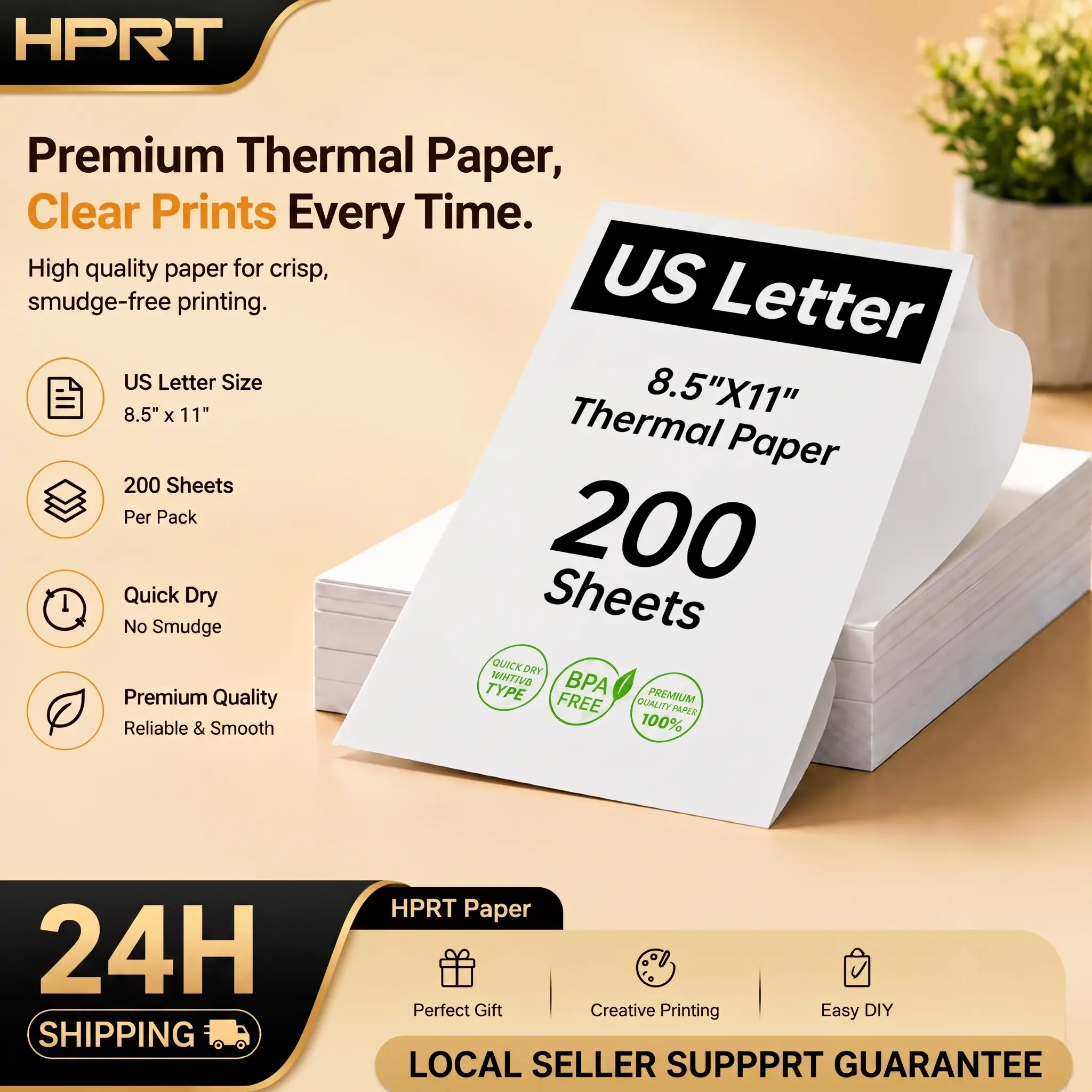 Thermal Paper US Letter Size for Inkless Portable Thermal Printer Compatible with Portable Printer  Continuous Folding,8.5" x 11" Size, 200 Sheets ,Back-to-School