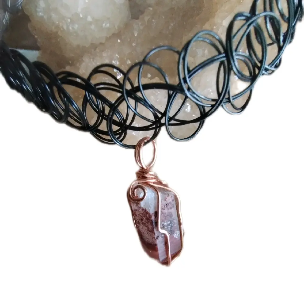 Crystal wire wrap 90s choker tattoo necklace