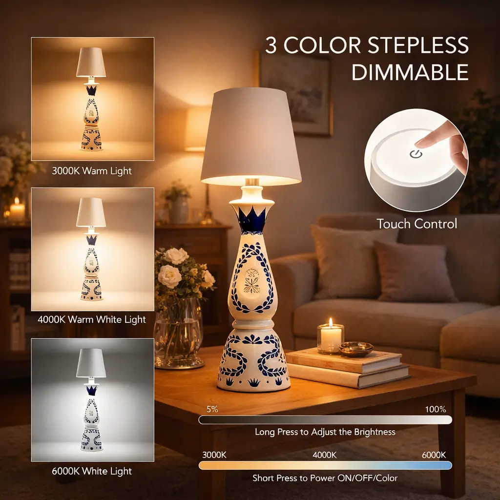 2026 New Wireless Rechargeable Wine Bottle LED Decoration Lamp - Cordless Electronic Decorative Light, 3-Color Color Changeable LED, Immersive Ambient Home Decor Lighting for Bars, Restaurants, Led Lights, Touch