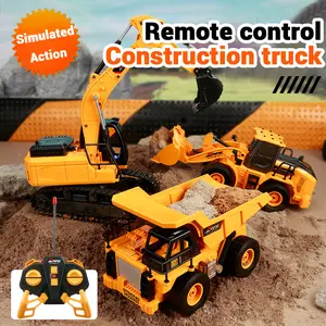 1:24 Remote Control Multifunctional Construction Vehicle 6-Ch Bulldozer 5-Ch Excavator 5-Ch Dump Truck Fun Birthday Christmas Halloween Gift