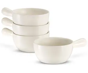French Onion Soup Crocks, 24 oz, Set of 4 Bowls Ceramic Tableware Oven