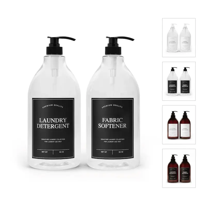 Laundry Detergent Dispenser Set – Modern Chic, 64 oz Bottles