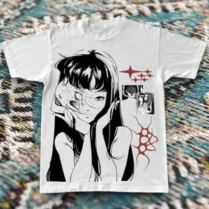 Horror Manga Graphic Baby Tee – Y2K Cute Aesthetic Graphic