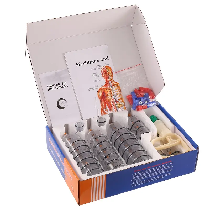 32pcs Home Cupping Set, Multi-Size Vacuum Cupping Kit with Hand Pump and Detailed Instructions, Made of High-Quality PS Material, Newly Upgraded Sealing Design