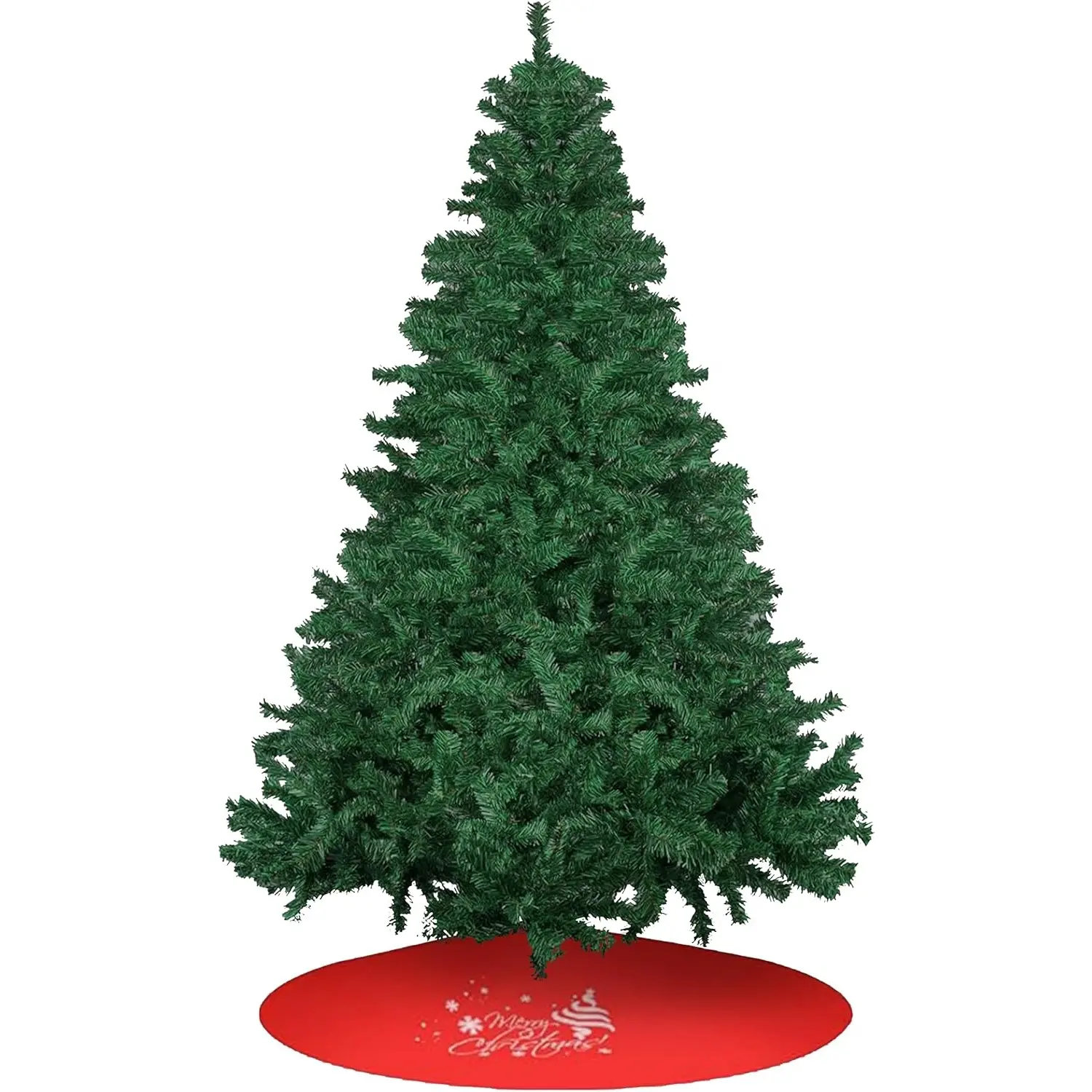 7ft Height Premium PVC Synthetic Christmas Tree - Realistic Look, 1000 Branch Tips, Red Skirt, Foldable Base, Easy Install, Convenient Assembly, Safe PVC Build, Holiday Decorations (Green)