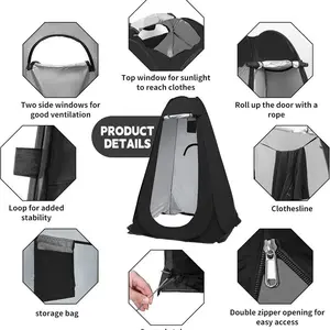 Portable Waterproof Outdoor Shower Tent Pop Up Camping Shower Tent UV Rain Protection Privacy Shelter 3.93ft x 6.24ft H Black Canvas for Beach Hiking Picnic Fishing Dressing Changing UPF 50+ Silver-Coated Polyester beach picnic fishing potty