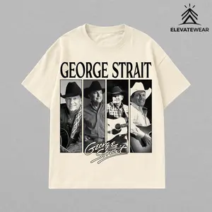 George Strait Vintage Oversized Graphic Tee, Country Music Band Shirt, Unisex Heavy Cotton T-Shirt, Streetwear Classic Vintage Western Graphic Tee, Southern Music Lover Style Top, Crewneck Breathable Cotton Menswear Tshirt