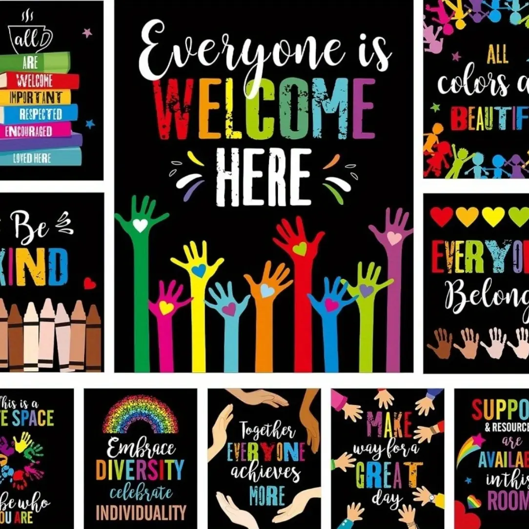 2D Flat 10pcs Classroom Welcome Posters Motivational Classroom Posters Classroom Inspirational Quotes Posters Bulletin Board Sets Positive Welcome Banner Classroom Supplies for School Classroom Office Wall Decor 8x10 inch