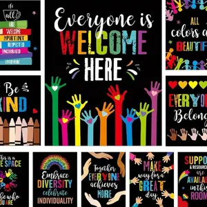 2D Flat 10pcsClassroom Welcome Posters Motivational Classroom Posters Classroom Inspirational Quotes Posters Bulletin Board Sets Positive Welcome Banner for School Classroom Office Wall Decor 8x10 inch